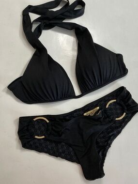 Victoria’s Secret Bombshell push up black bikini top m bottom s/p